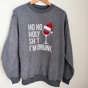 NWT Holiday Ugly Sweater sweatshirt Gray Fleece SZ L